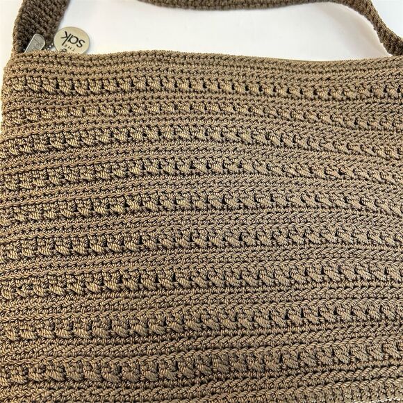 The Sak Women's Taupe Crochet Crossbody Bag with Interior Pocket NWT - Picture 2 of 9